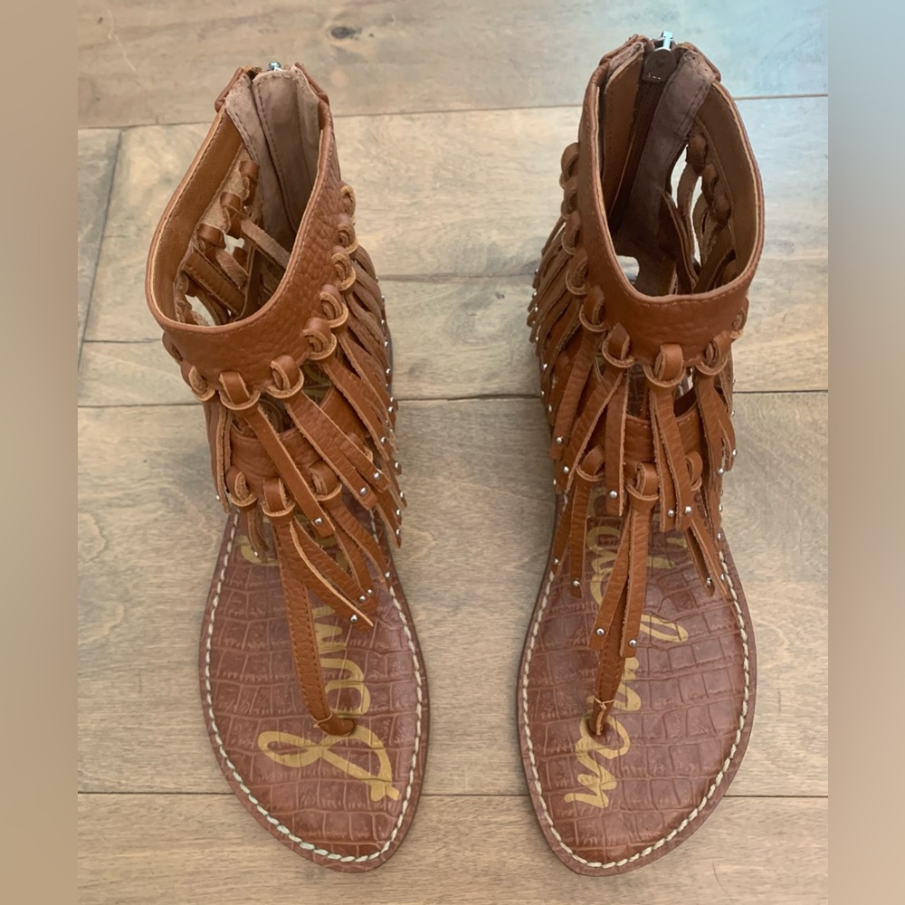 Sam Edelman Brown Fringe Gladiator Sandals